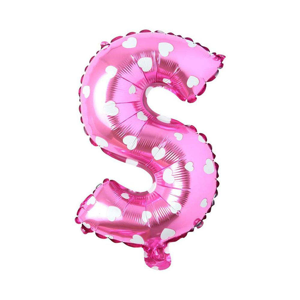 S Harf Pembe Kalp Folyo Balon 70 cm