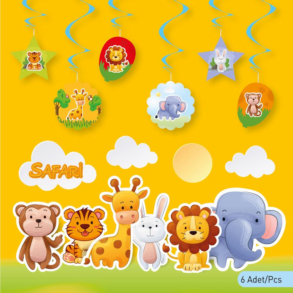 Safari Temalı Sarkıt Süs 6'lı
