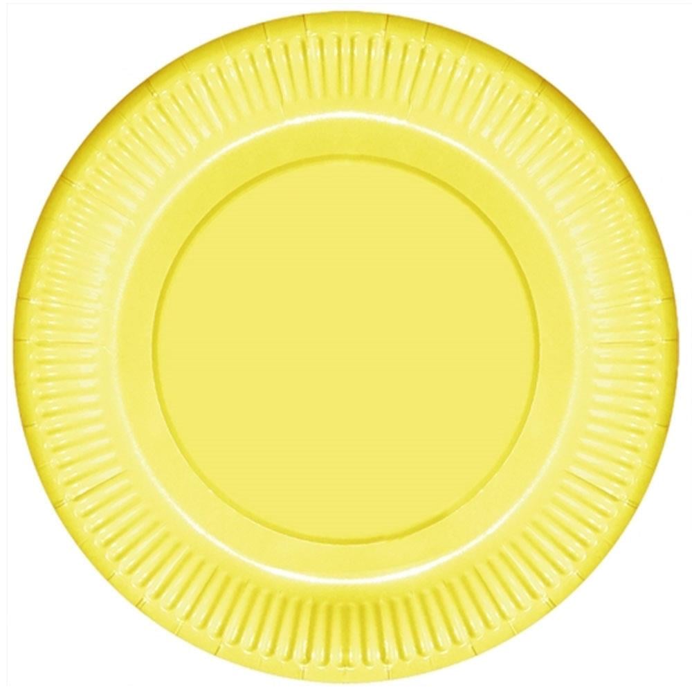 Sarı Makaron Karton Tabak 23 cm 8'li