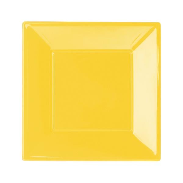 Sarı Plastik Kare Tabak 23 cm 8'li
