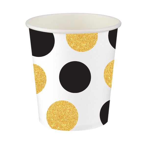Siyah Altın Puantiyeli Karton Bardak 8'li
