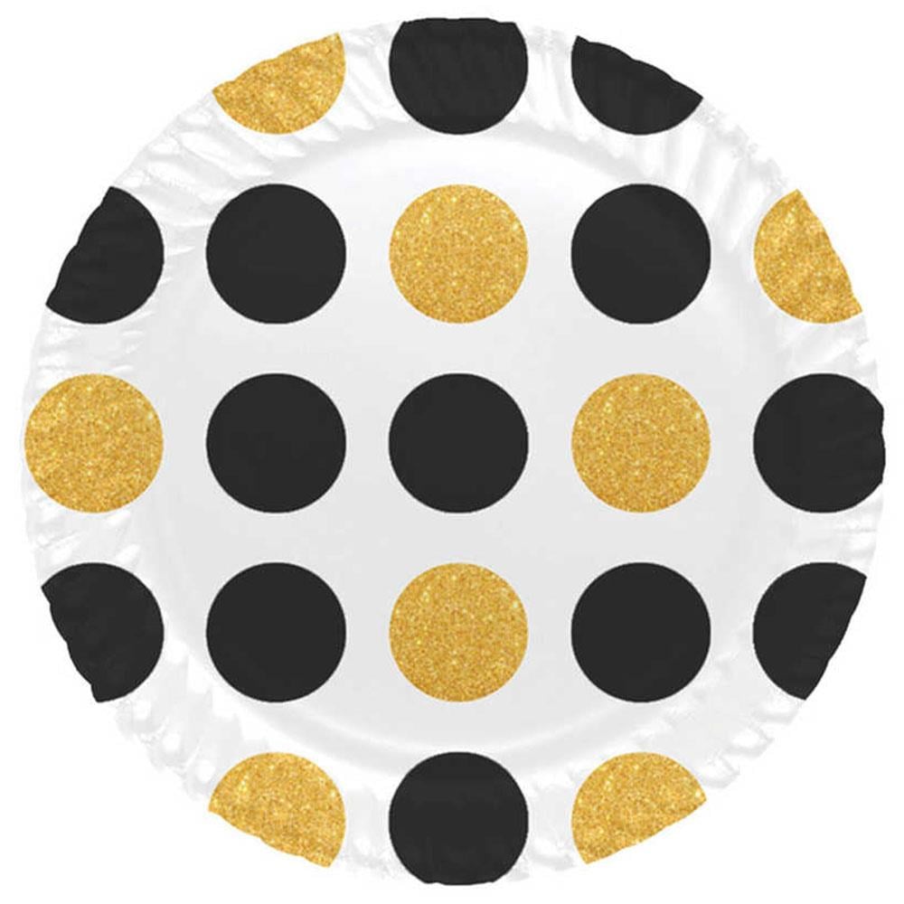 Siyah Altın Puantiyeli Karton Tabak 23 cm 8'li