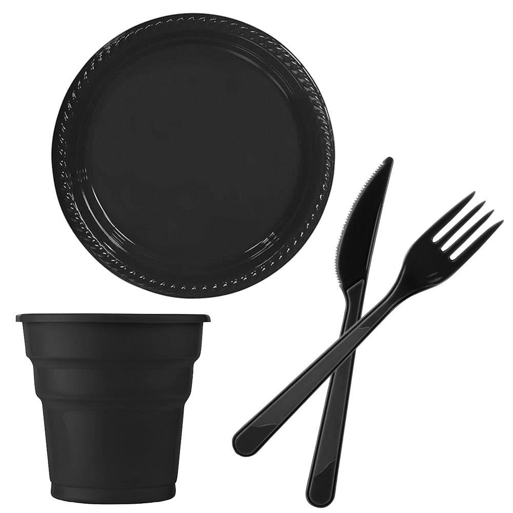 Siyah Plastik Sofra Seti 24 Kişilik