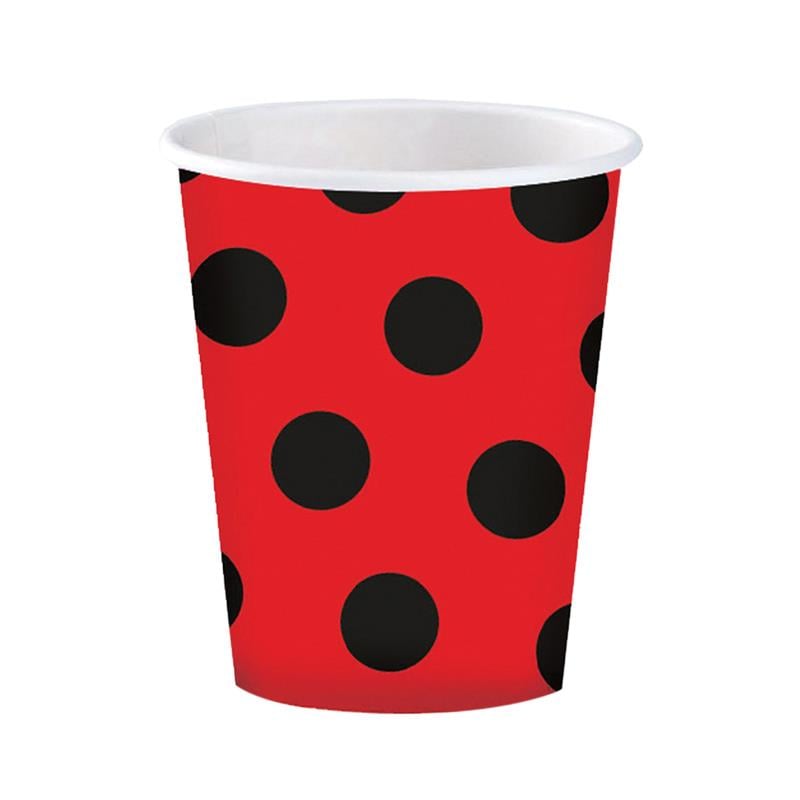 Siyah Puantiyeli Kırmızı Karton Bardak 8'li