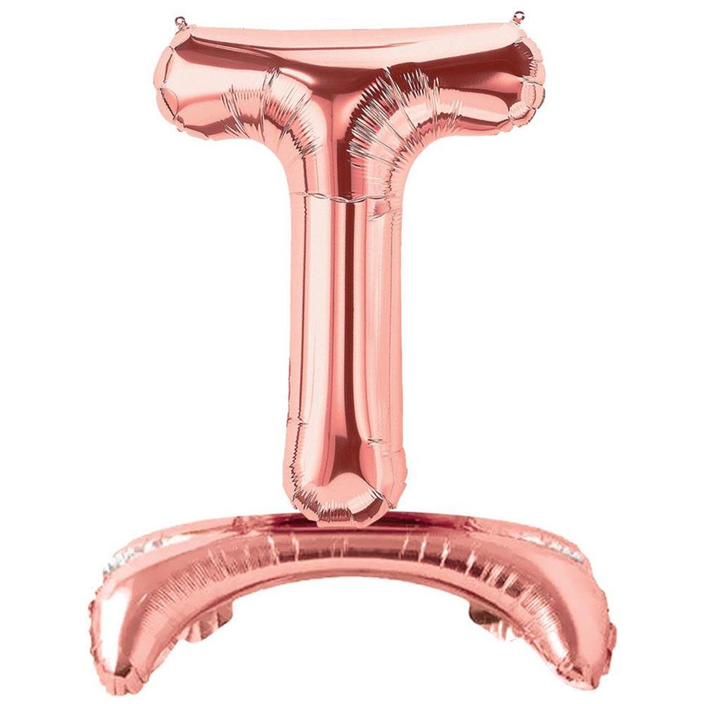 T Harf Ayakta Durabilen Rose Gold Folyo Balon 80 cm