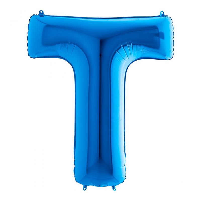 T Harf Grabo Mavi Folyo Balon 102 cm