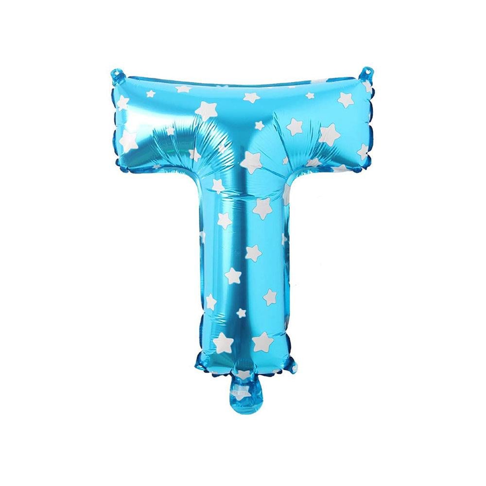 T Harf Mavi Yıldız Folyo Balon 40 cm