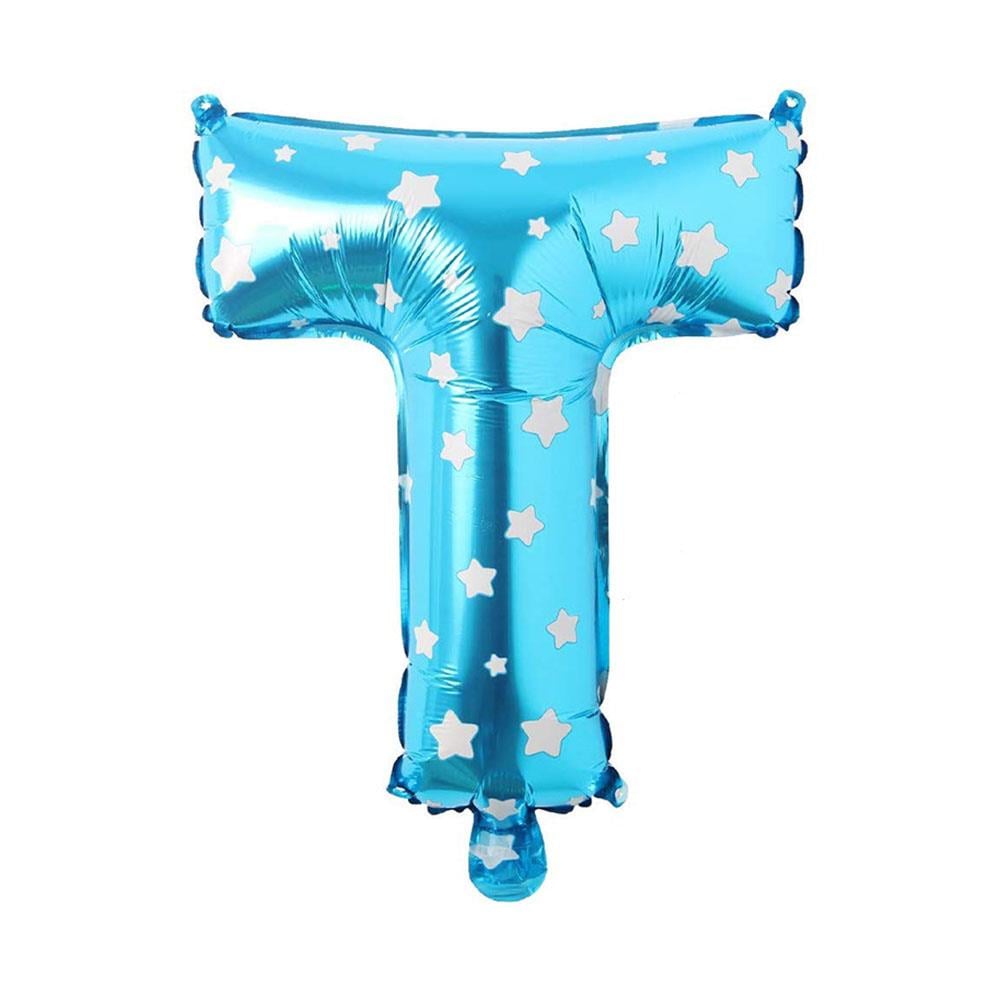 T Harf Mavi Yıldız Folyo Balon 70 cm
