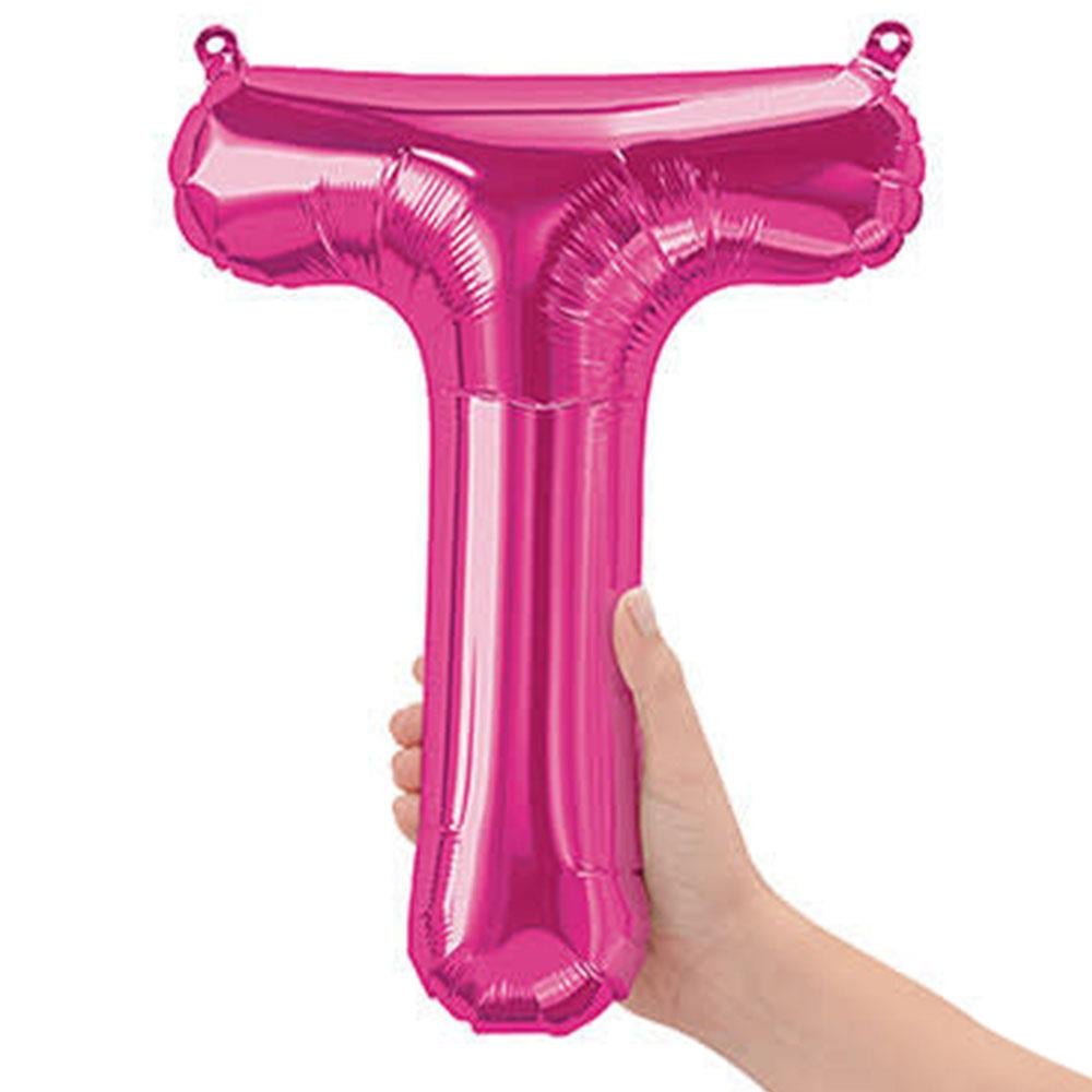 T Harf Pembe Folyo Balon 40 cm