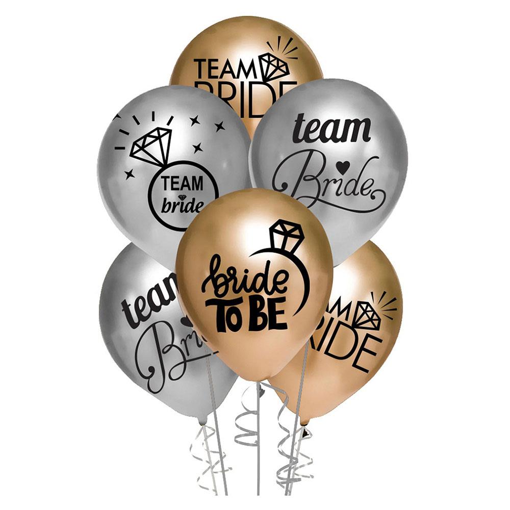 Team Bride Baskılı Metalik Lateks Balon 10'lu