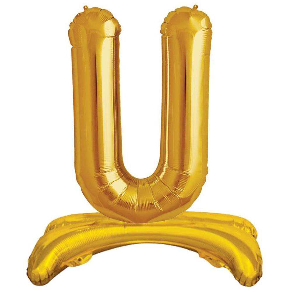 U Harf Ayakta Durabilen Altın Folyo Balon 80 cm
