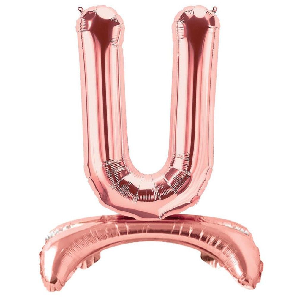 U Harf Ayakta Durabilen Rose Gold Folyo Balon 80 cm