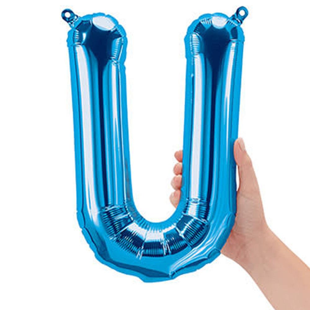 U Harf Mavi Folyo Balon 40 cm