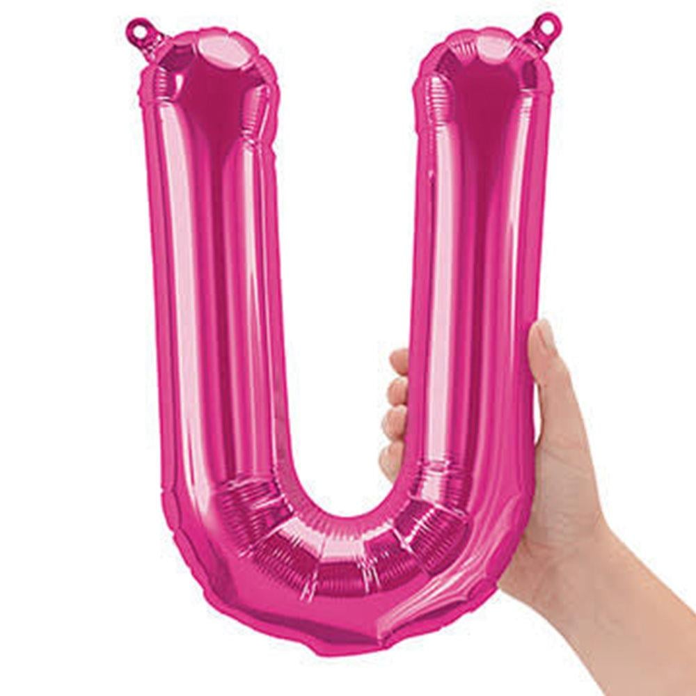 U Harf Pembe Folyo Balon 40 cm