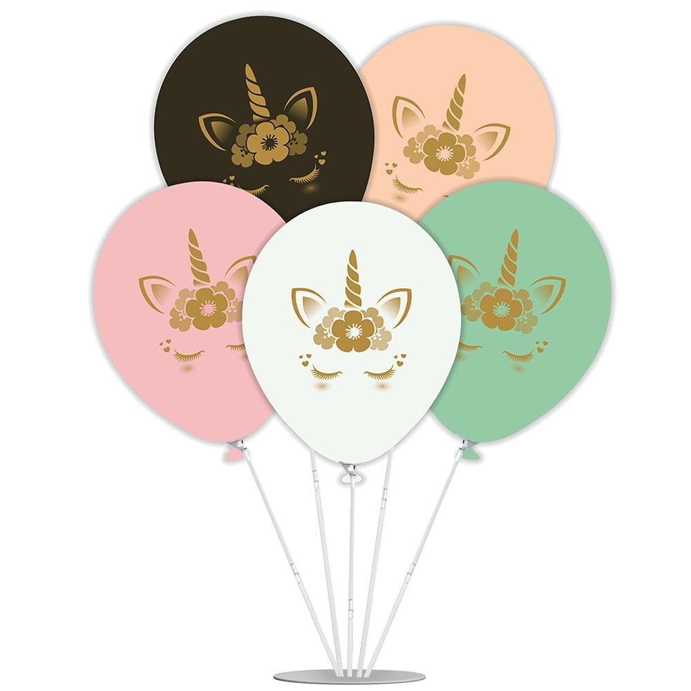 Unicorn Çiçek Balonlu Stand Set 7'li