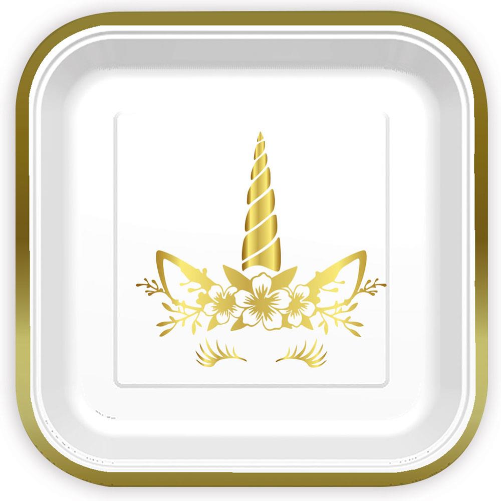 Unicorn Gold Kare Karton Tabak 23 cm 6'lı
