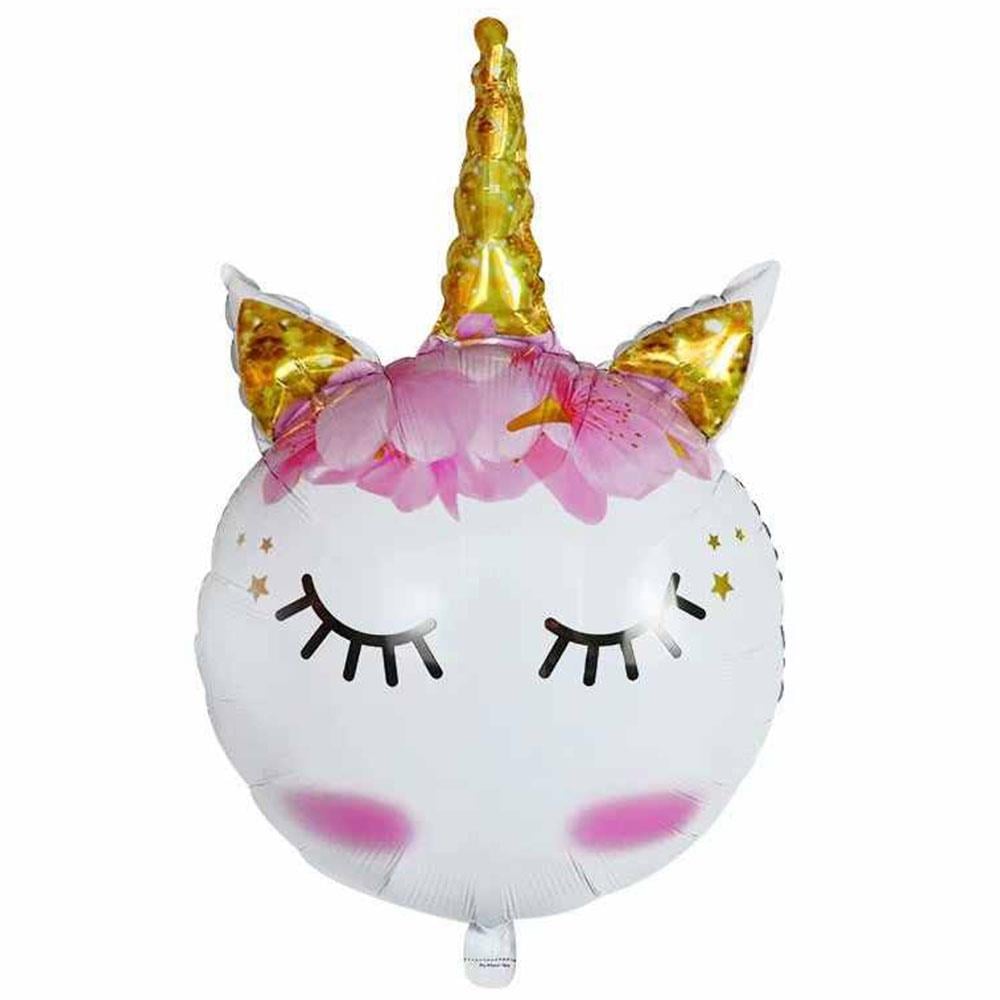 Unicorn Kirpikli Altın Folyo Balon 90 cm