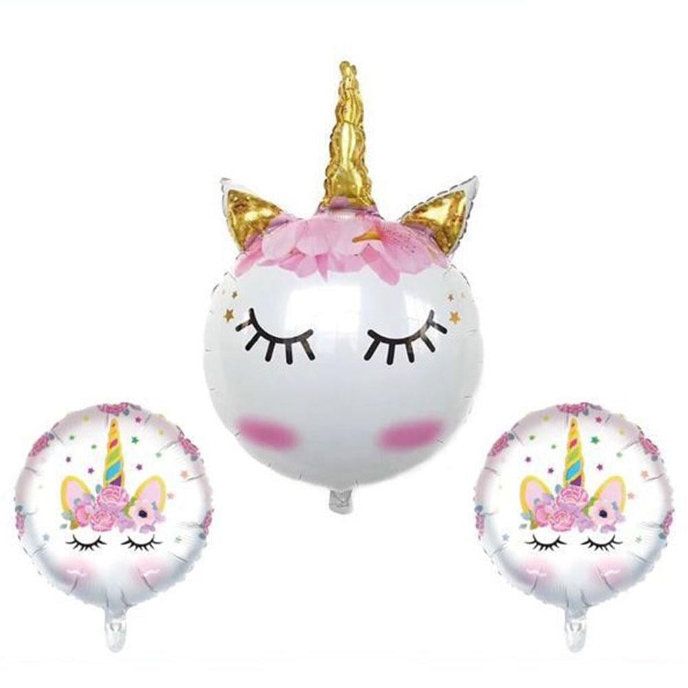 Unicorn Kirpikli Altın Folyo Balon Set 3'lü