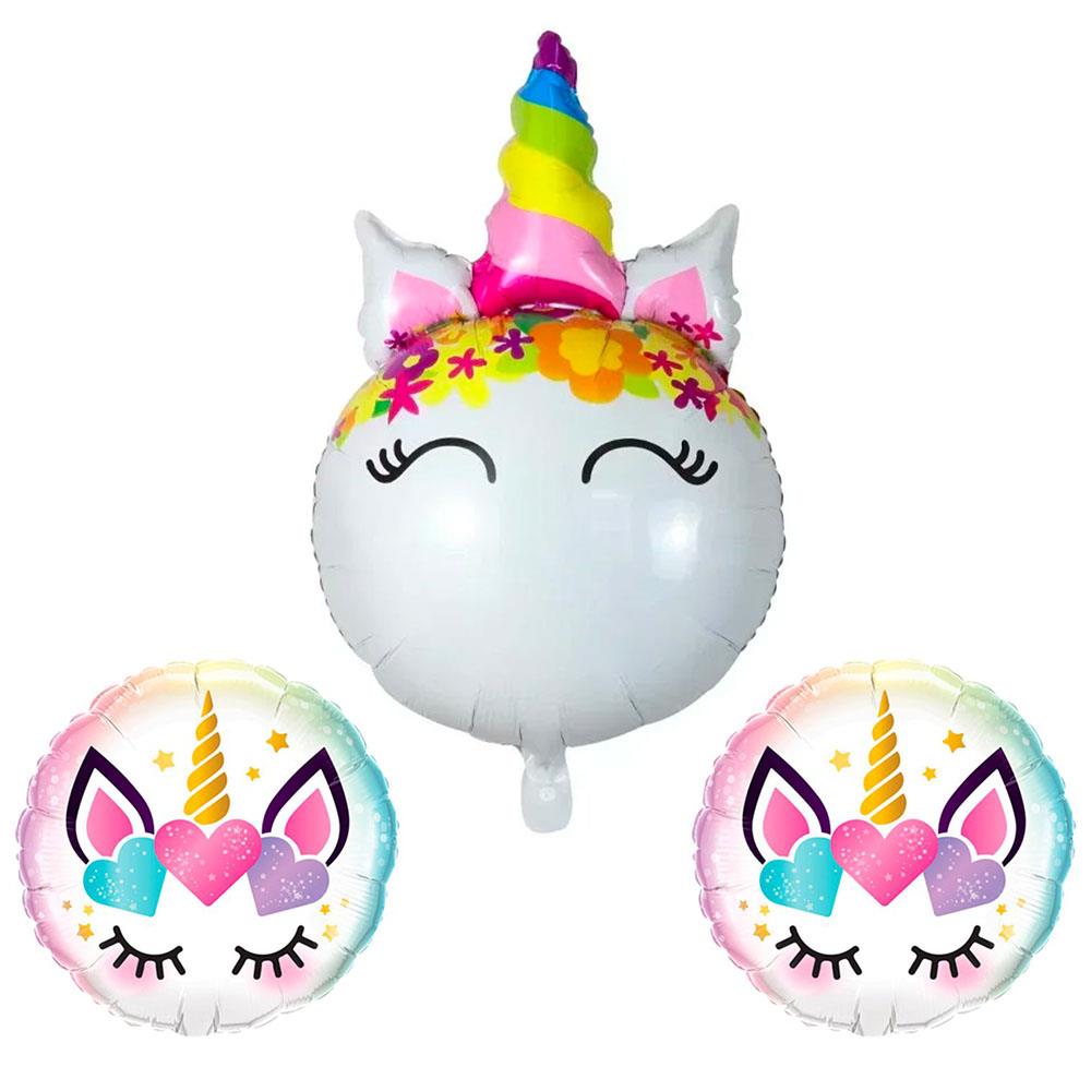 Unicorn Kirpikli Rengarenk Folyo Balon Set 3'lü