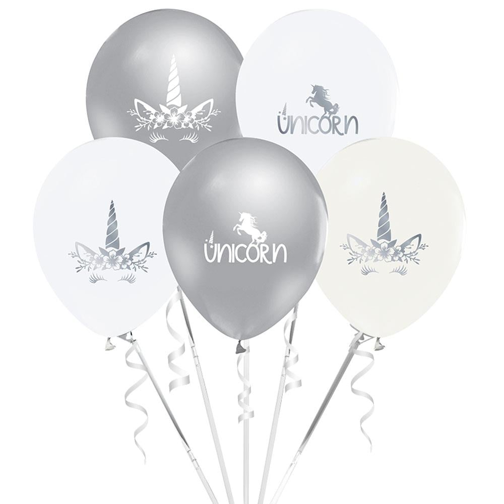 Unicorn Silver Baskılı Lateks Balon 10'lu