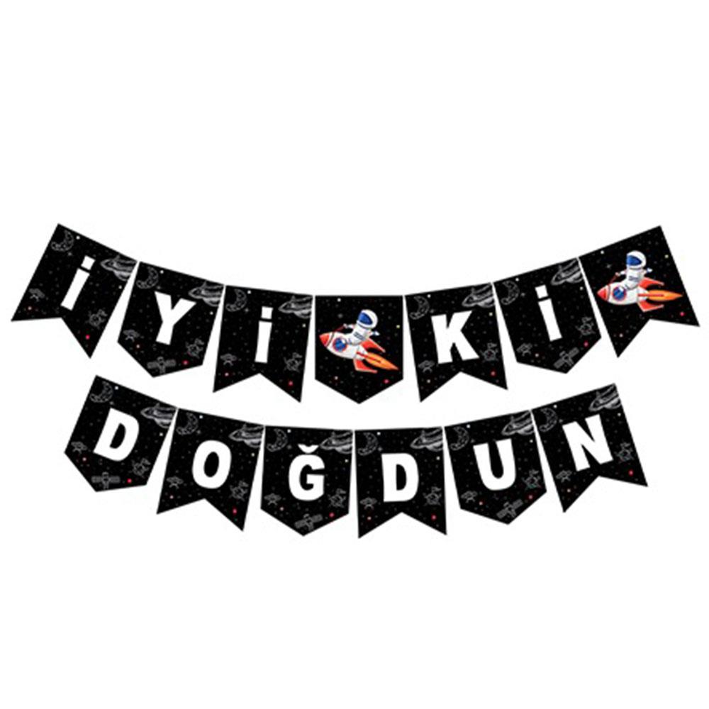 Uzay Temalı İyi ki Doğdun Harf Afiş
