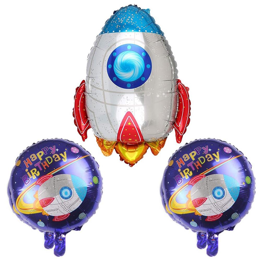 Uzay Temalı Roket Folyo Balon Set 3'lü