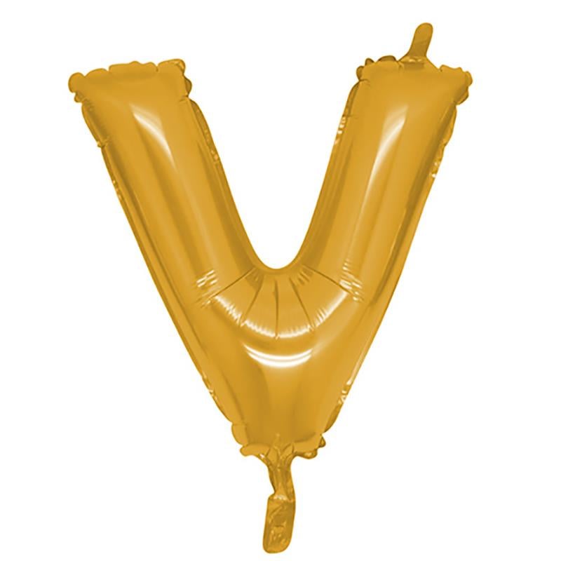 V Harf Altın Folyo Balon 100 cm