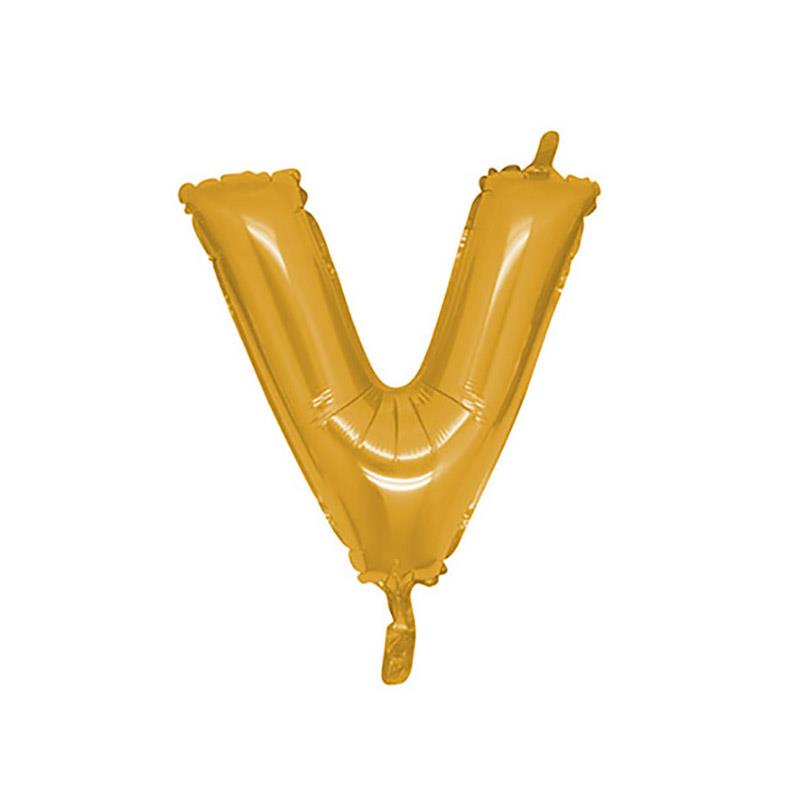 V Harf Altın Folyo Balon 40 cm