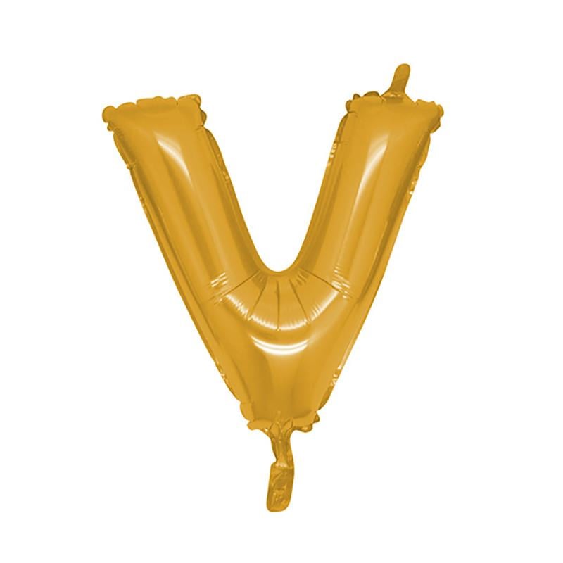 V Harf Altın Folyo Balon 70 cm
