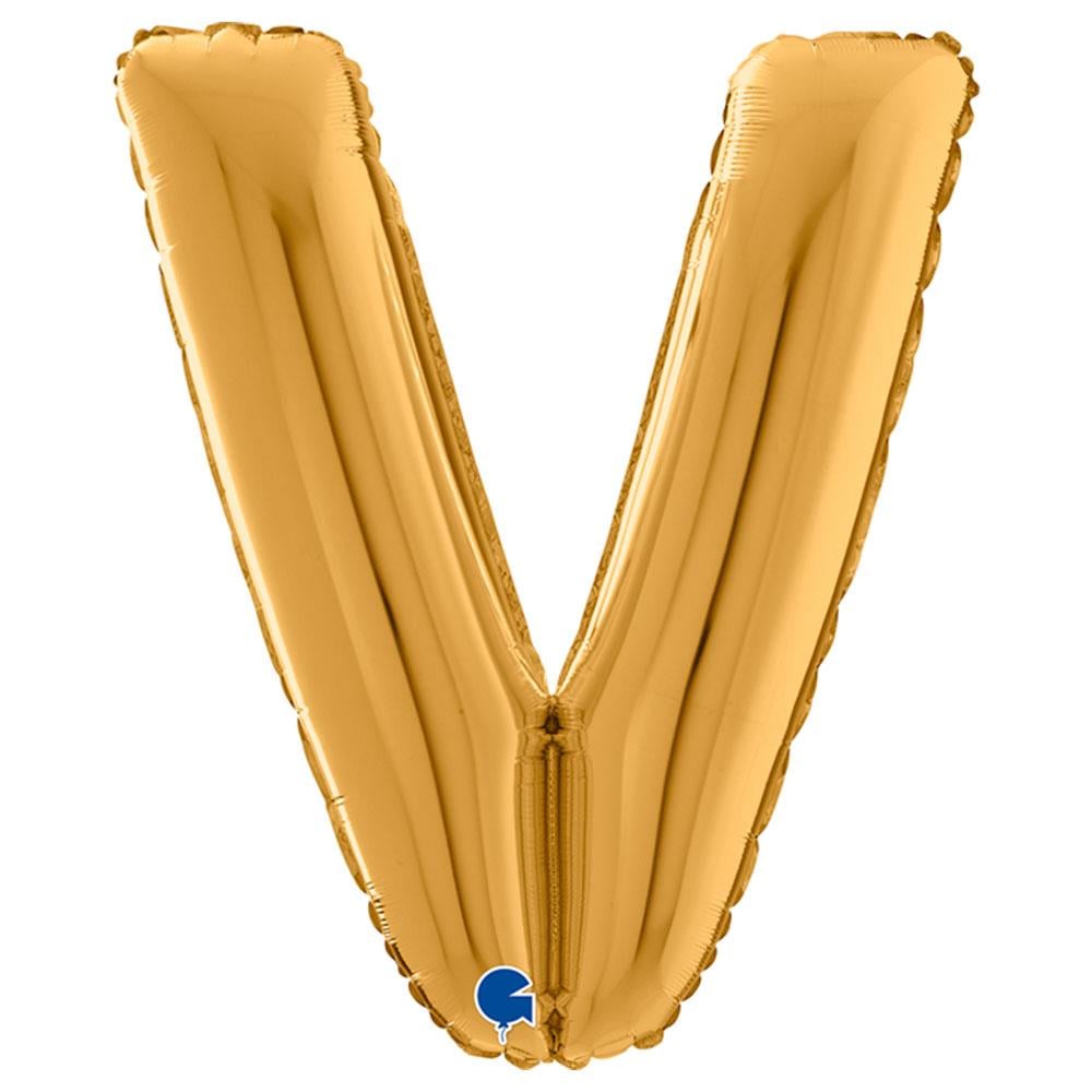V Harf Grabo Altın Folyo Balon 66 cm