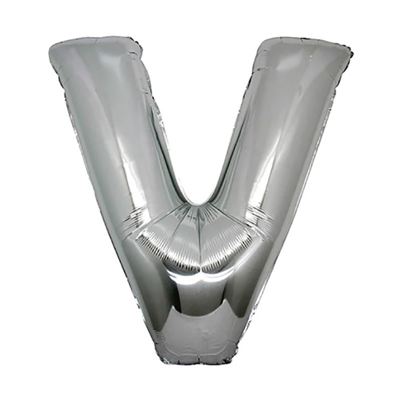 V Harf Gümüş Folyo Balon 100 cm