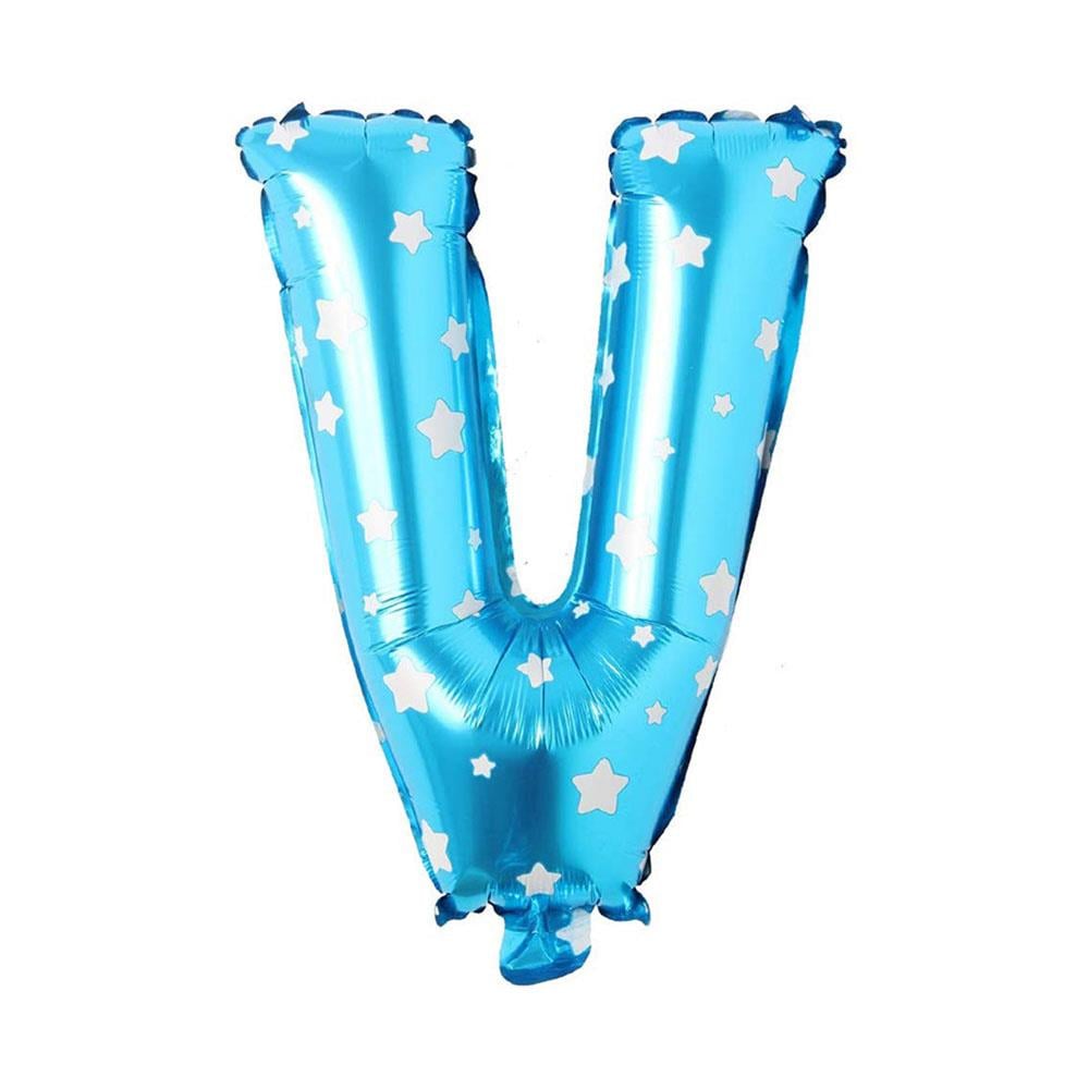 V Harf Mavi Yıldız Folyo Balon 70 cm