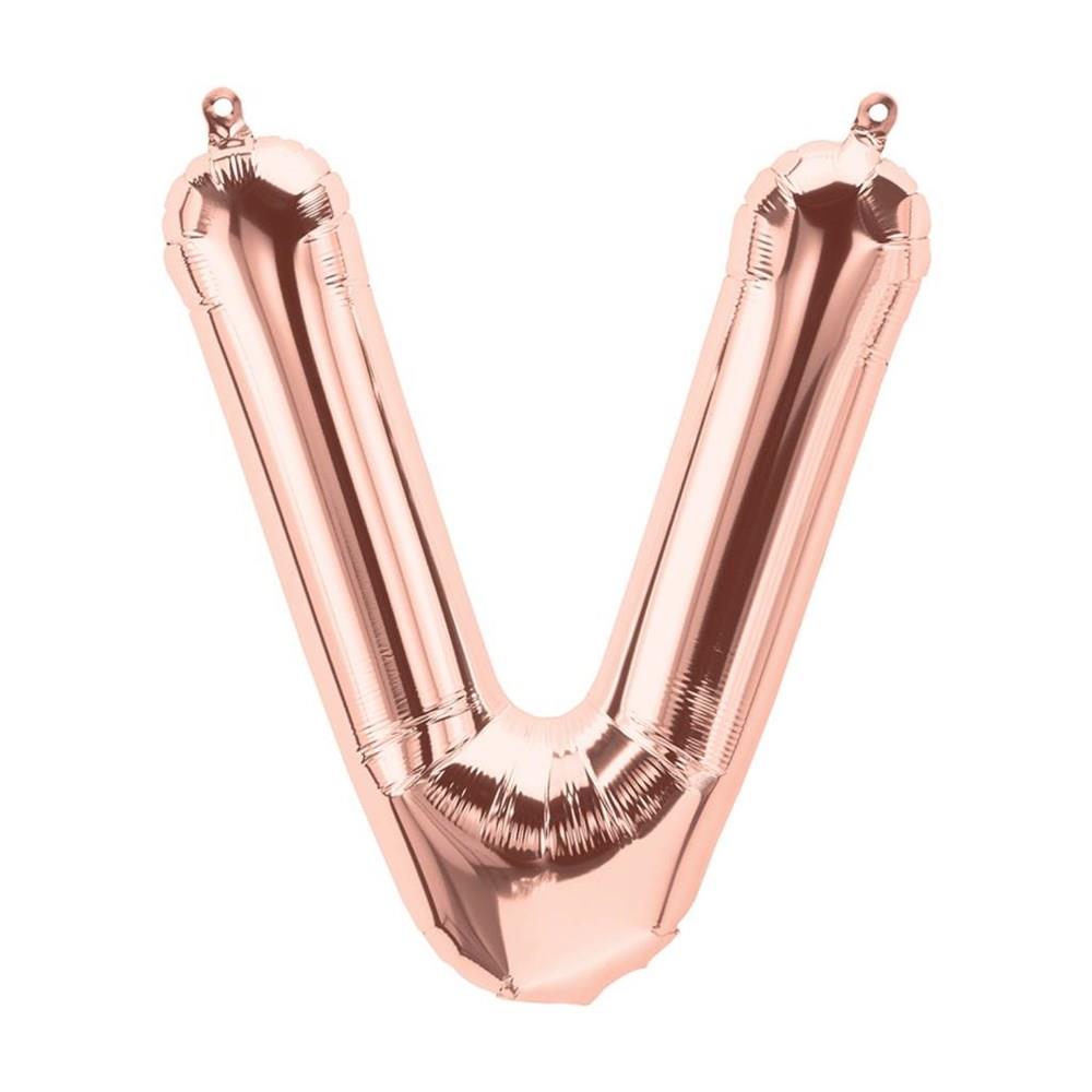 V Harf Rose Gold Folyo Balon 40 cm