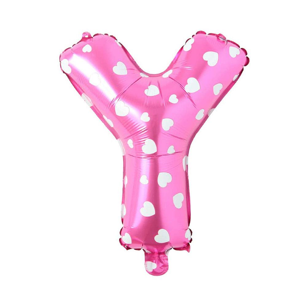 Y Harf Pembe Kalp Folyo Balon 70 cm
