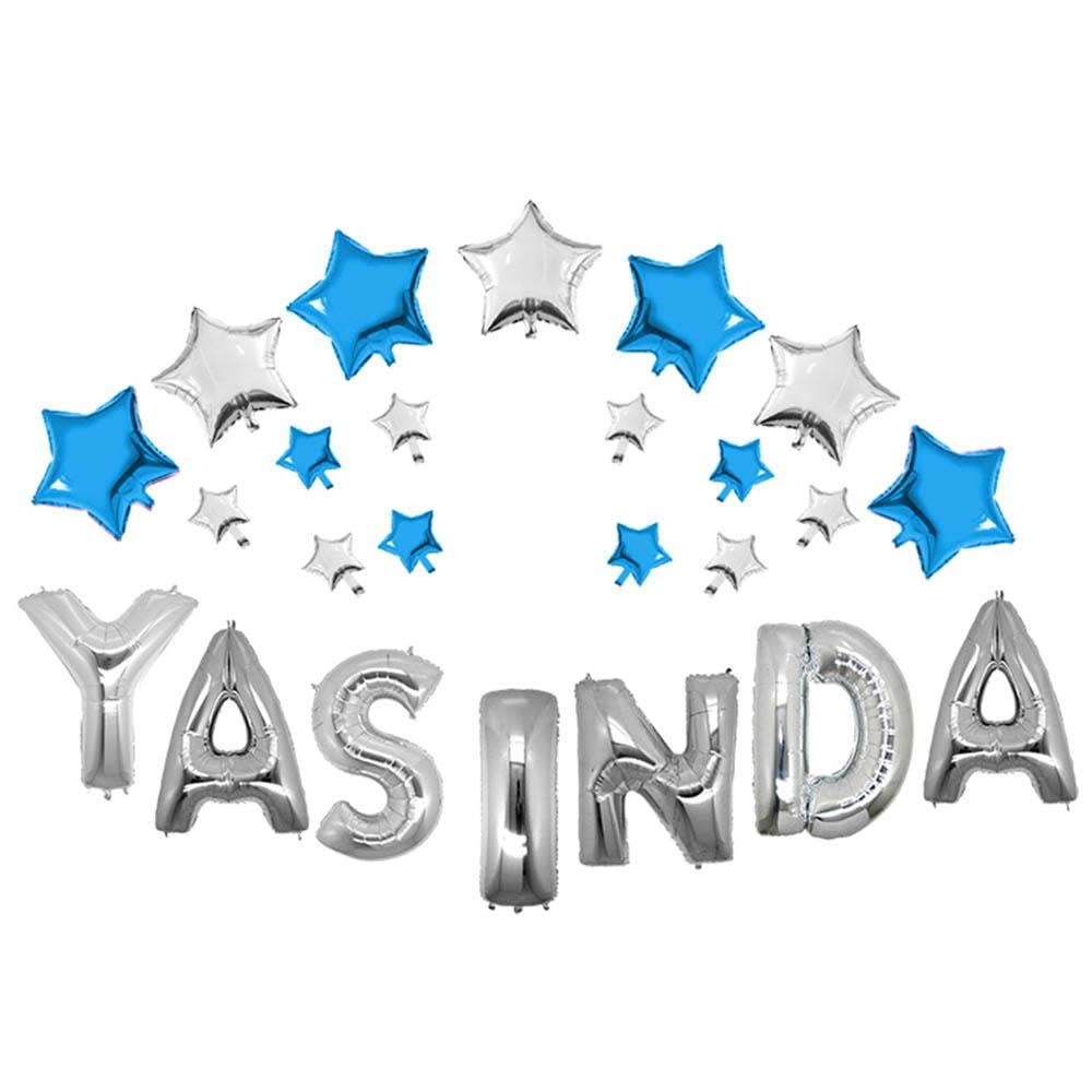 Yaşında Mavi Gümüş Folyo Balon Set