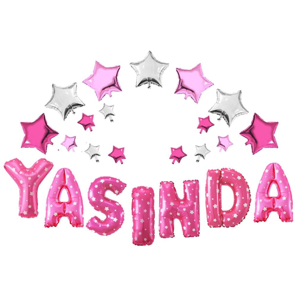 Yaşında Pembe Kalp Folyo Balon Set