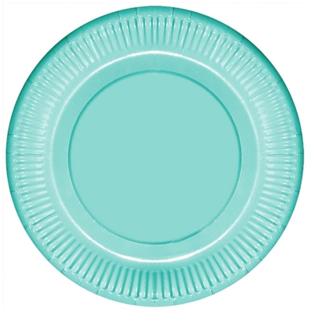 Yeşil Makaron Karton Tabak 23 cm 8'li