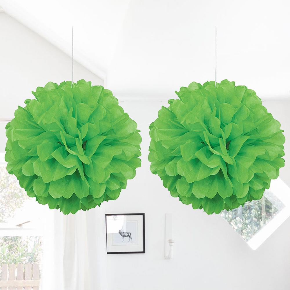 Yeşil Ponpon Dekor Süs 30 cm 2'li