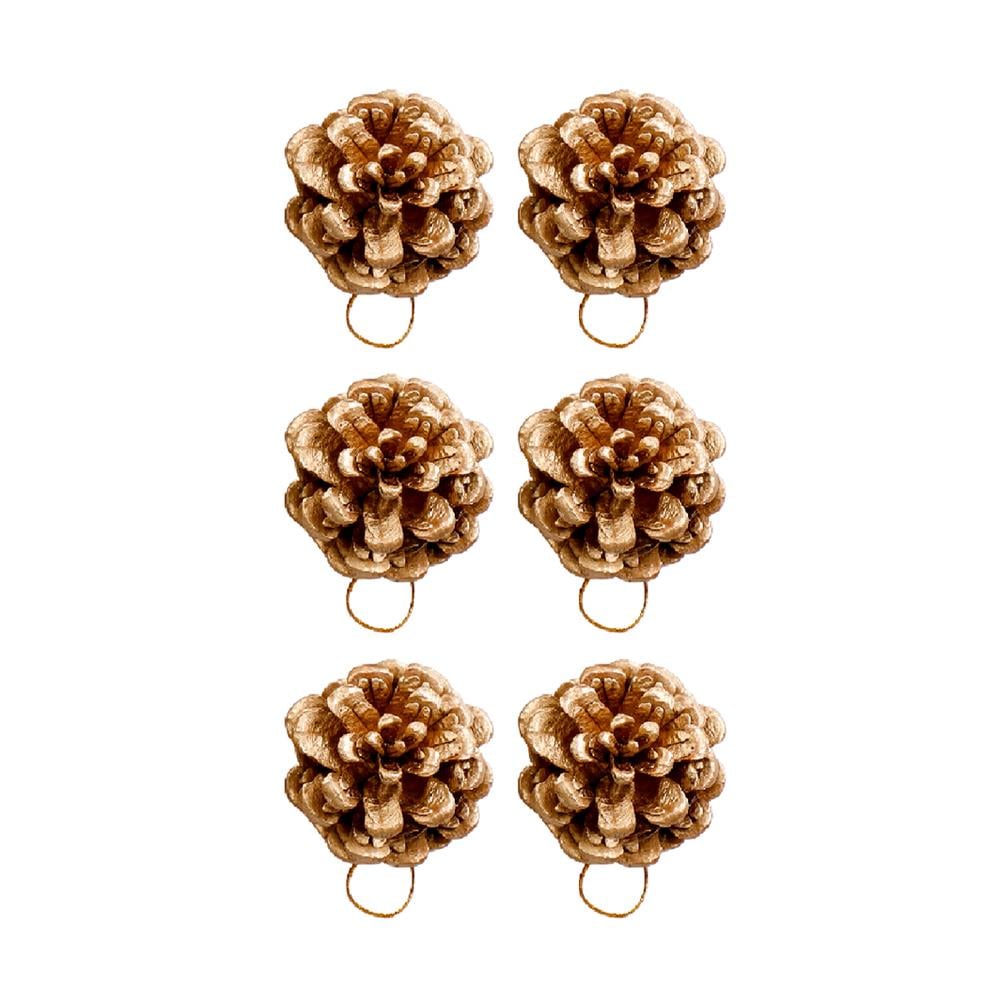 Yılbaşı Çam Ağcı Süsü Altın Kozalak 4 cm 6'lı