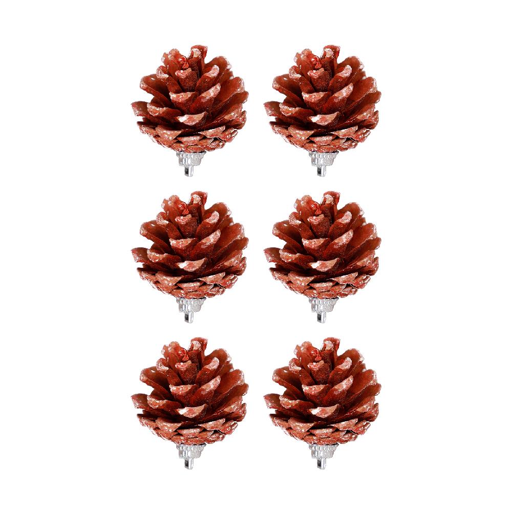 Yılbaşı Çam Ağcı Süsü Kırmızı Kozalak 4 cm 6'lı