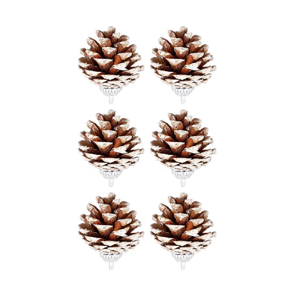 Yılbaşı Çam Ağcı Süsü Naturel Kozalak 4 cm 6'lı