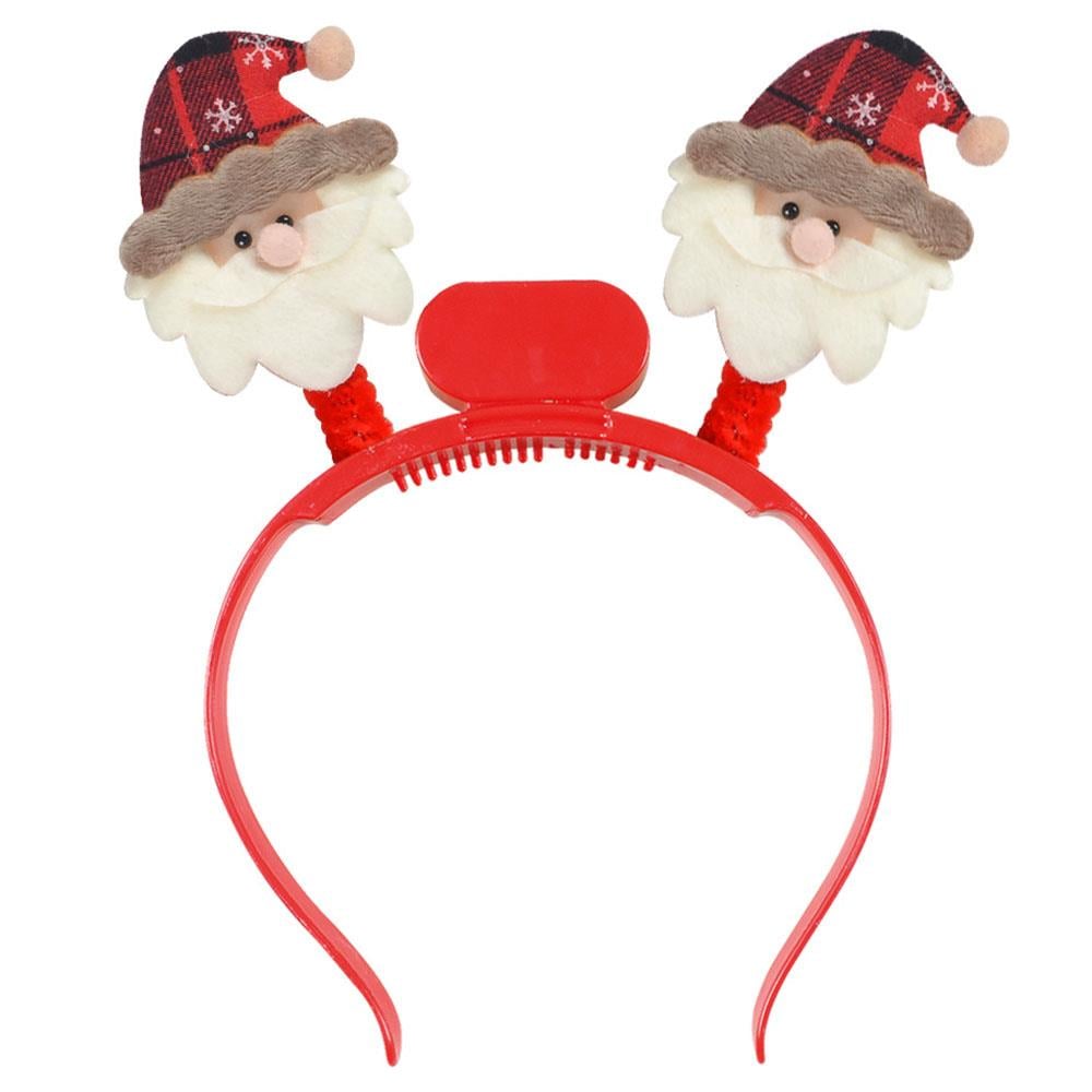 Yılbaşı Ekose Desenli Noel Baba Işıklı Taç