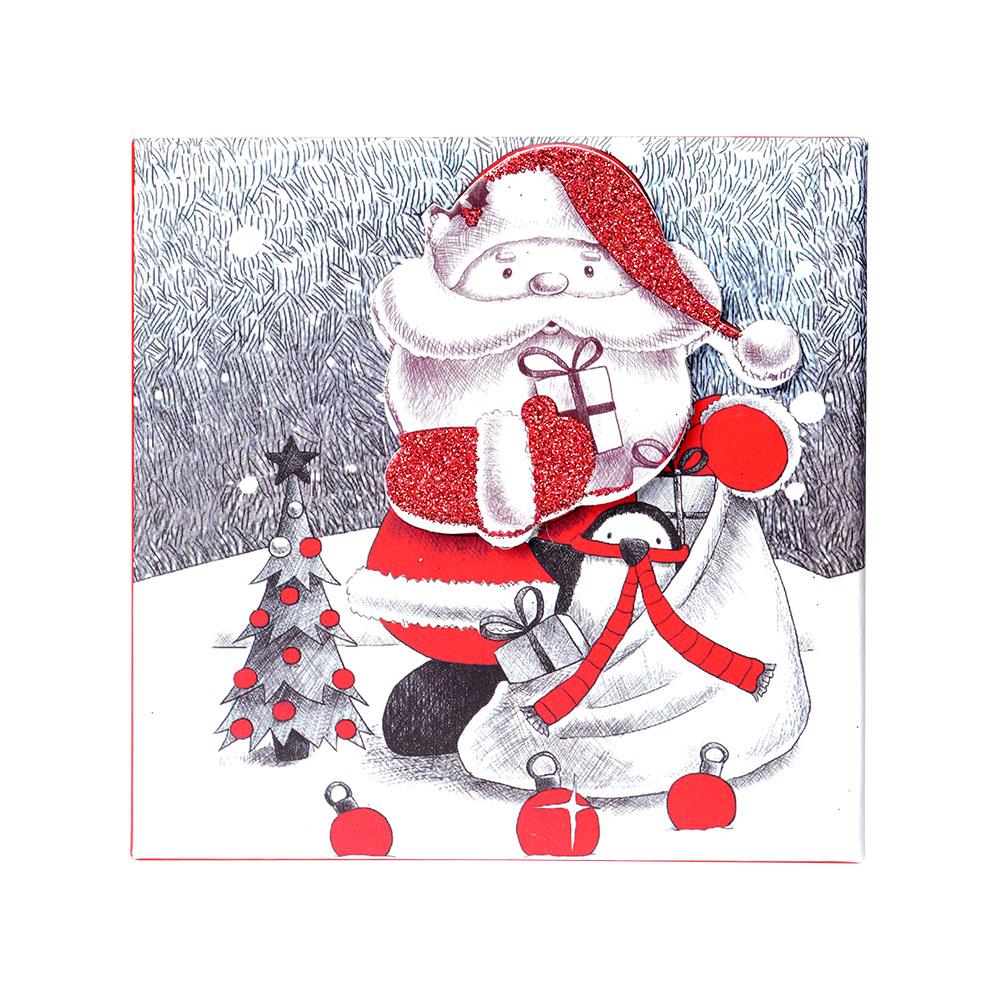 Yılbaşı Noel Baba ve Çam Ağacı Motifli Hediye Kutusu 12x8 cm