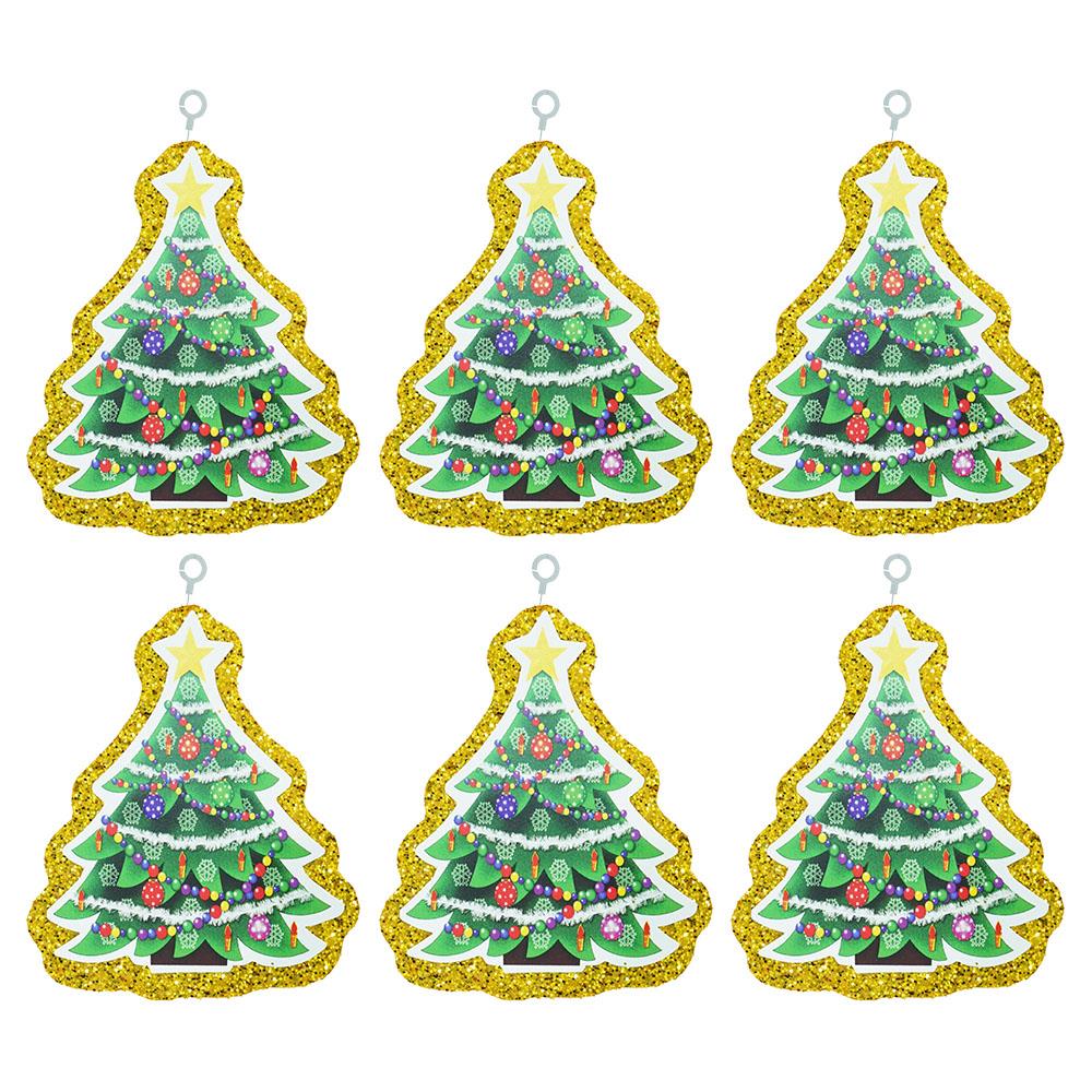 Yılbaşı Simli Çam Ağacı Strafor Süs Altın 6'lı