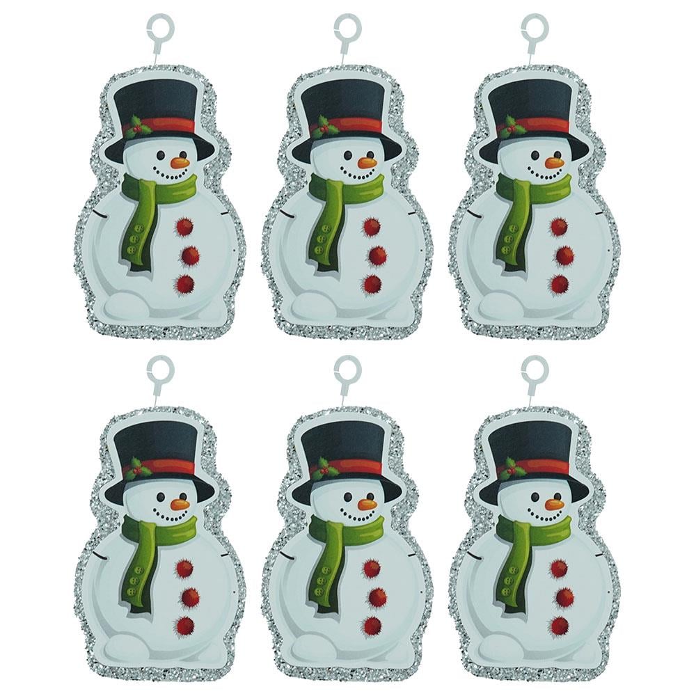 Yılbaşı Simli Kardan Adam Strafor Süs Gümüş 6'lı