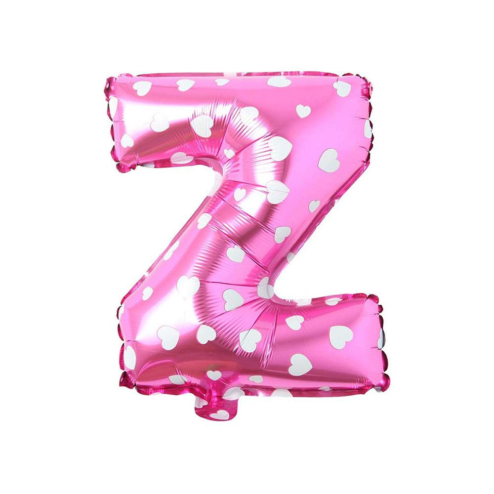Z Harf Pembe Kalp Folyo Balon 40 cm