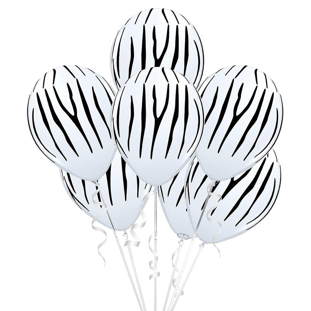 Zebra Baskılı Beyaz Lateks Balon 10'lu