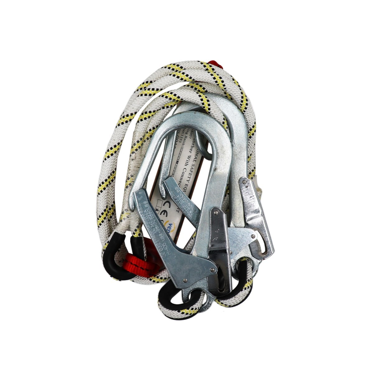 Emniyet Kemerli Lanyard Şok Emici Çift Kollu Kancalı