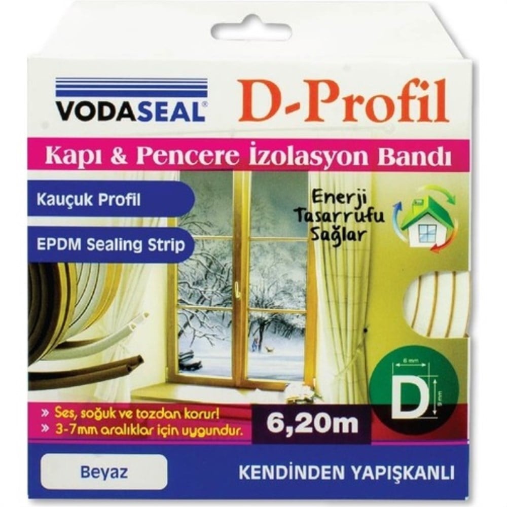Vodeseal Kapı Pencere İzalosyon Band Beyaz D Profil