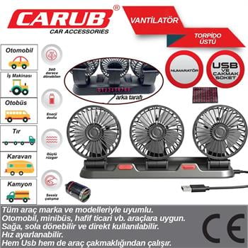 Carub Usb Çakmaklı Üçlü Vantilatör